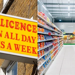 Diploma in Off-Licence Business Management in the UK - A supermarket aisle displaying various off-licence products.