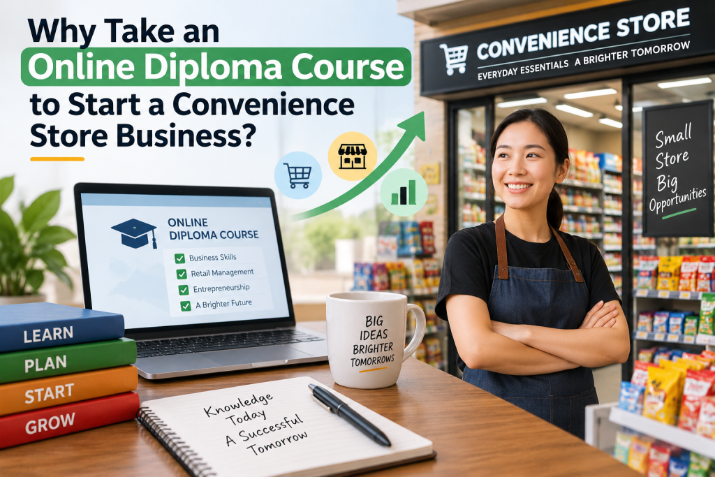 Online diploma course helping an entrepreneur learn how to start and manage a successful convenience store business.